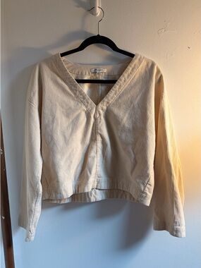 Madewell Cream Corduroy V-Neck Top